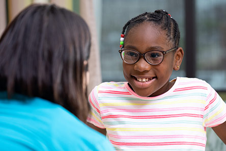 patient speaking with physician