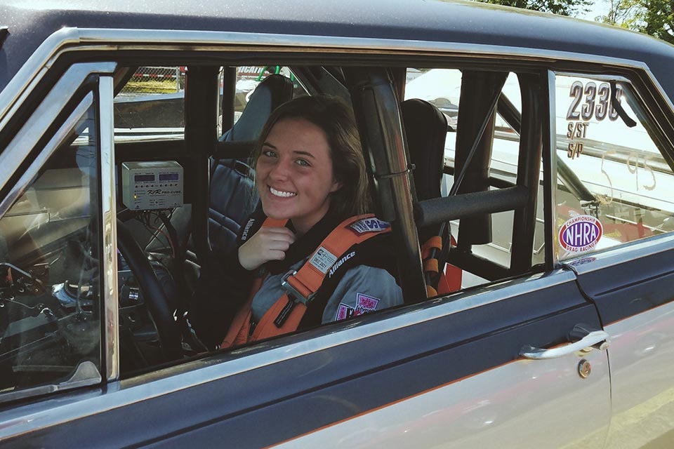 Alexis in racecar