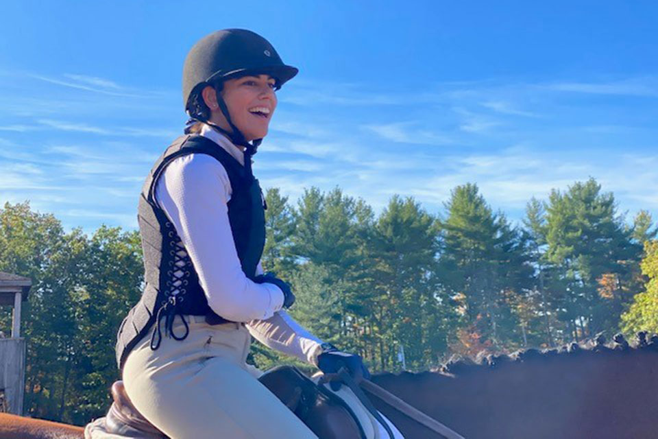 Sharon on horseback