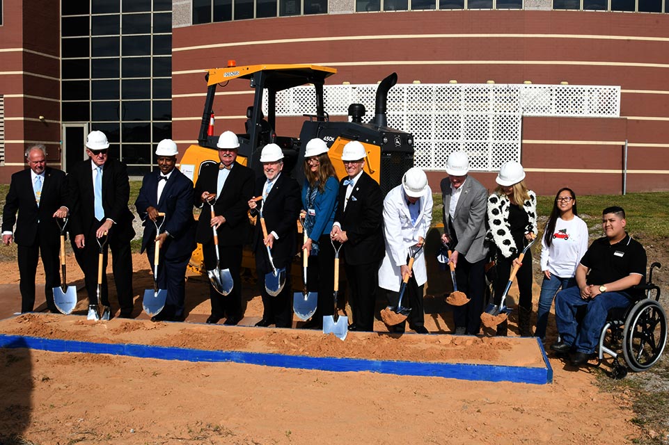 Shriners, patients and volunteers at groundbreaking