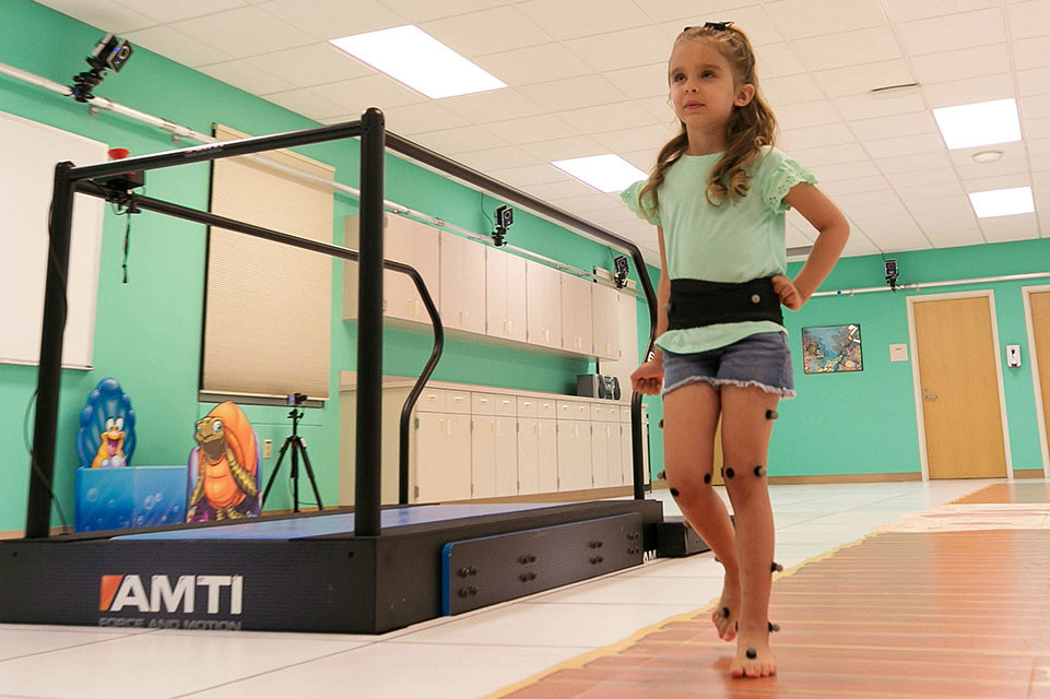 female patient during motion analysis center assessment