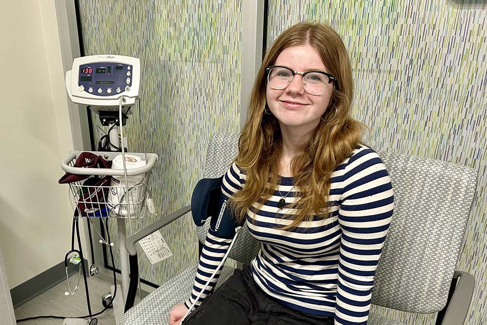 Kennedy in clinic, smiling