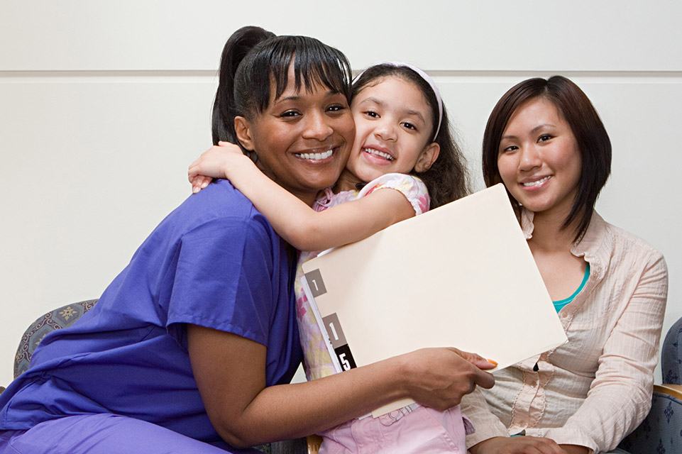 patient hugging nurse, parent