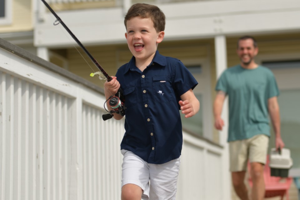 patient and parent going fishing