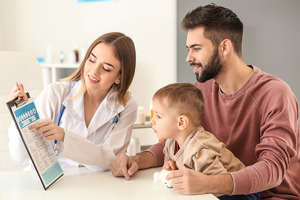 physician with father and son