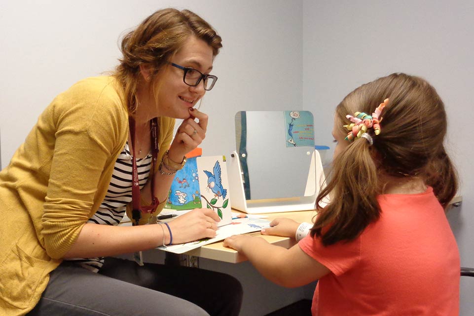 patient and therapist during speech therapy session