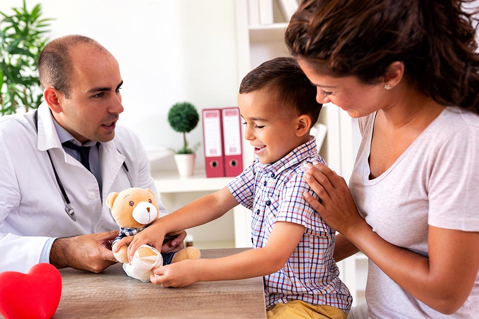 Patient with Charcot Marie Tooth disease (CMT) and mother speaking with physician